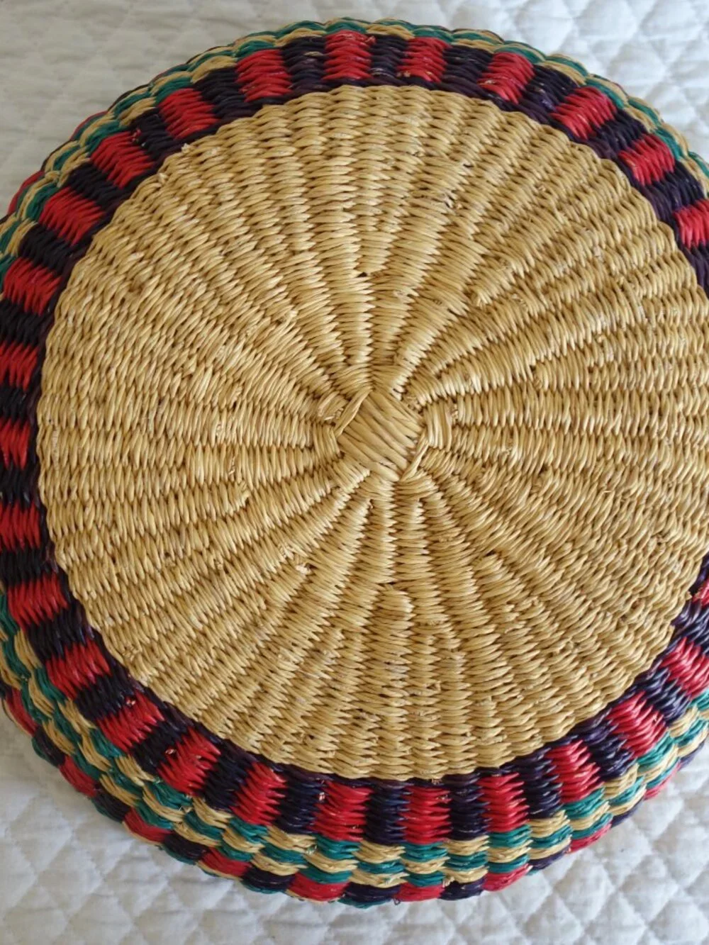 3 Artisan Ethnic Handwoven Multi-Color Round Nesting Baskets Bowls